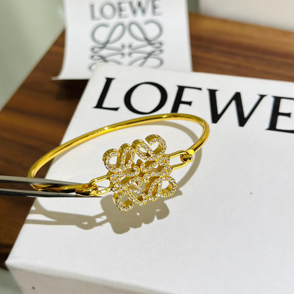 18K Anagram Pave Anagram Open Bracelet