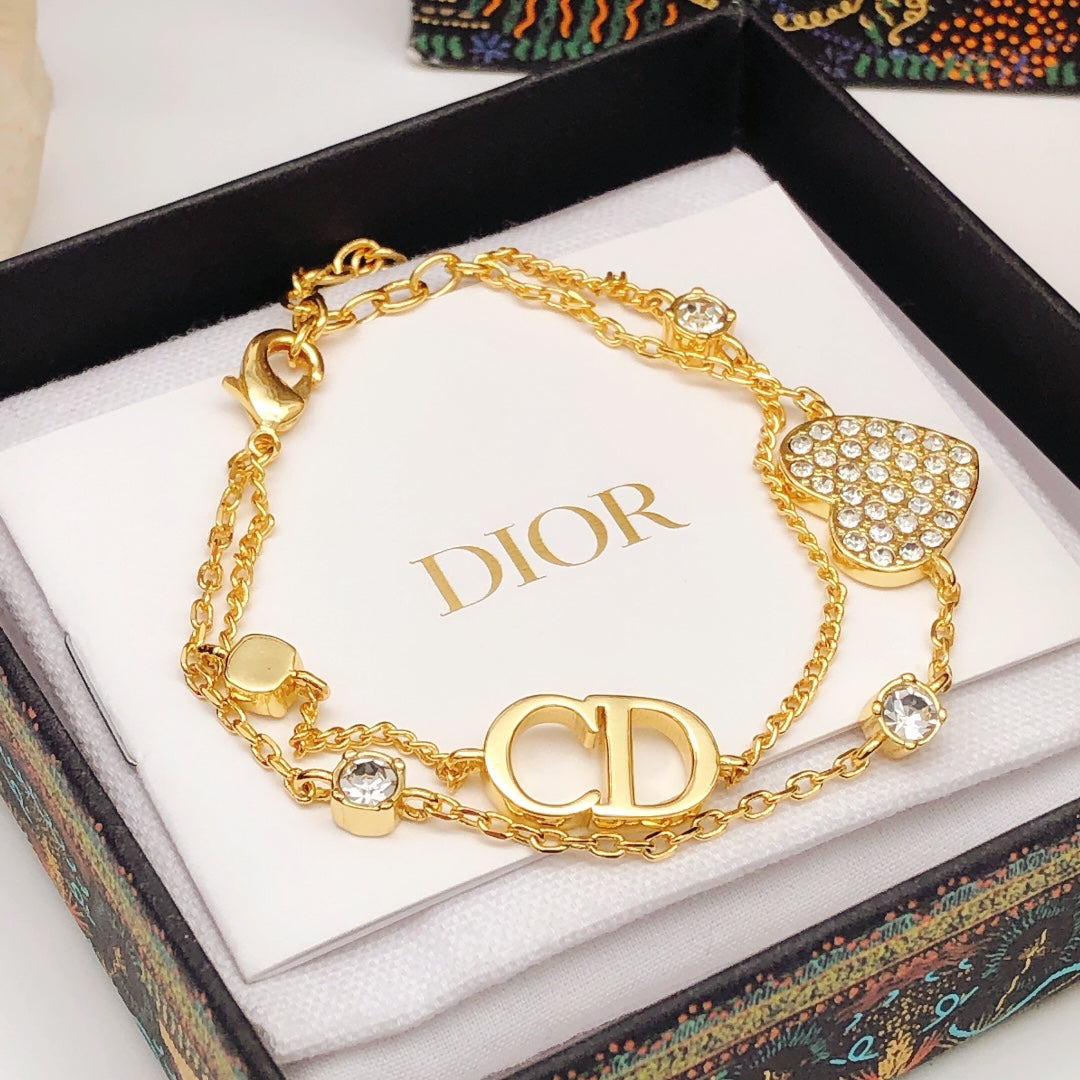 18K Petit CD Heart Diamonds Bracelet